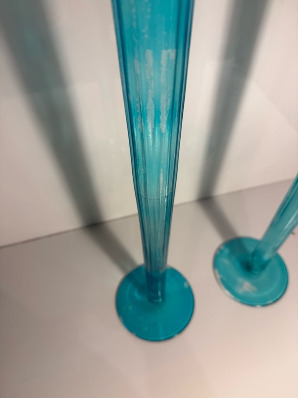 Tall Blue Glass Candle Holders 22” - Picture 6 of 6